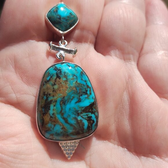 Jay King DTR mine finds Ceremonial Kingman Turquoise slide 925 Sterling Silver - Picture 12 of 15